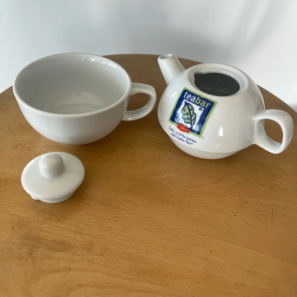 Lipton Teabar Tea Set Pot Cup Lid Rare Ceramic - Picture 3 of 9
